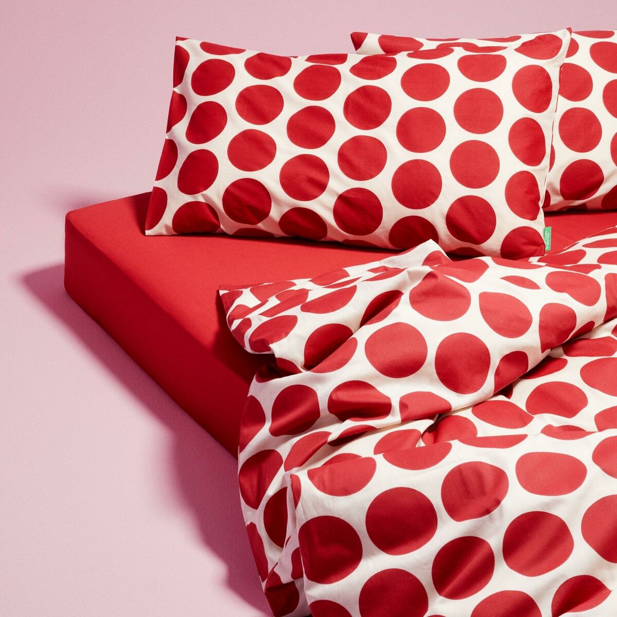 Set di Lenzuola Benetton Rosso Pois 4 Pezzi